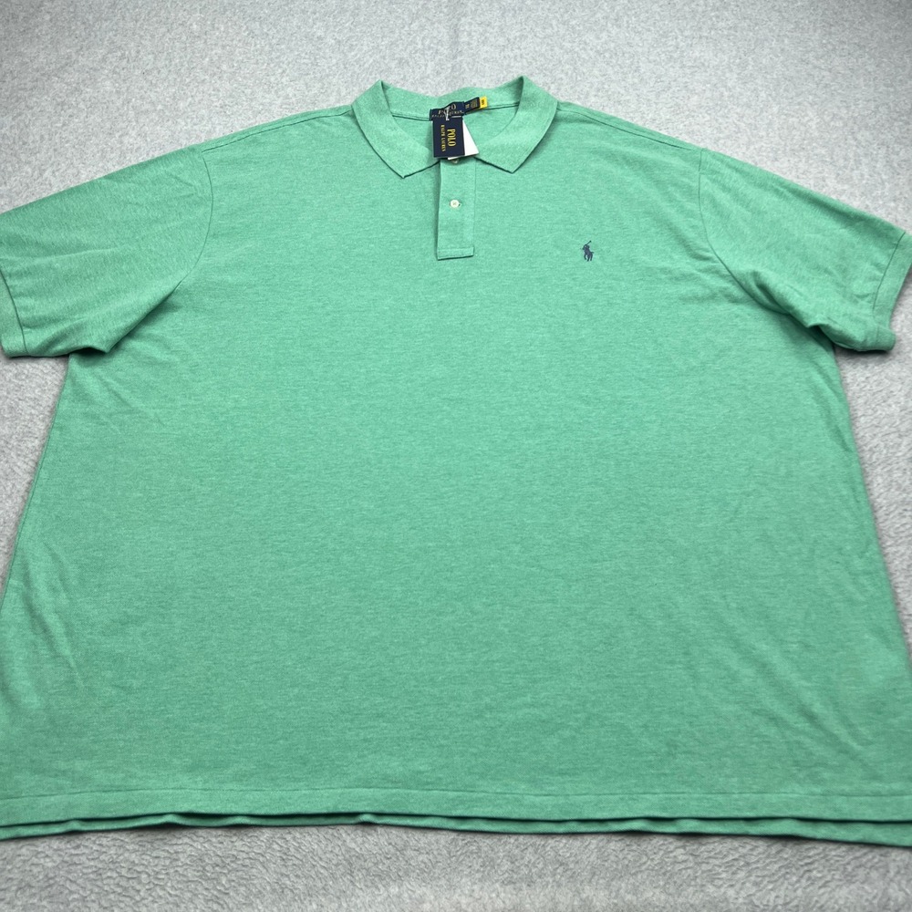 NEW Polo Ralph Lauren Mesh Shirt Mens 5XB Green Heather Short Sleeve Big & Tall